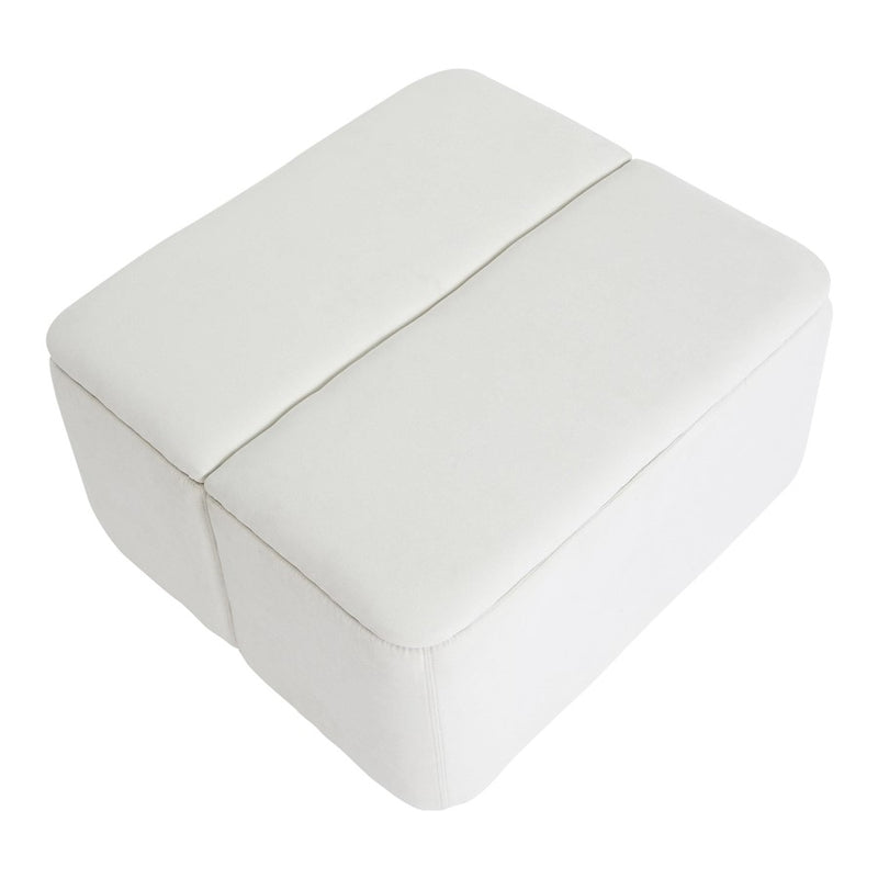 LumiSource Stout Ottoman in Cream Fabric