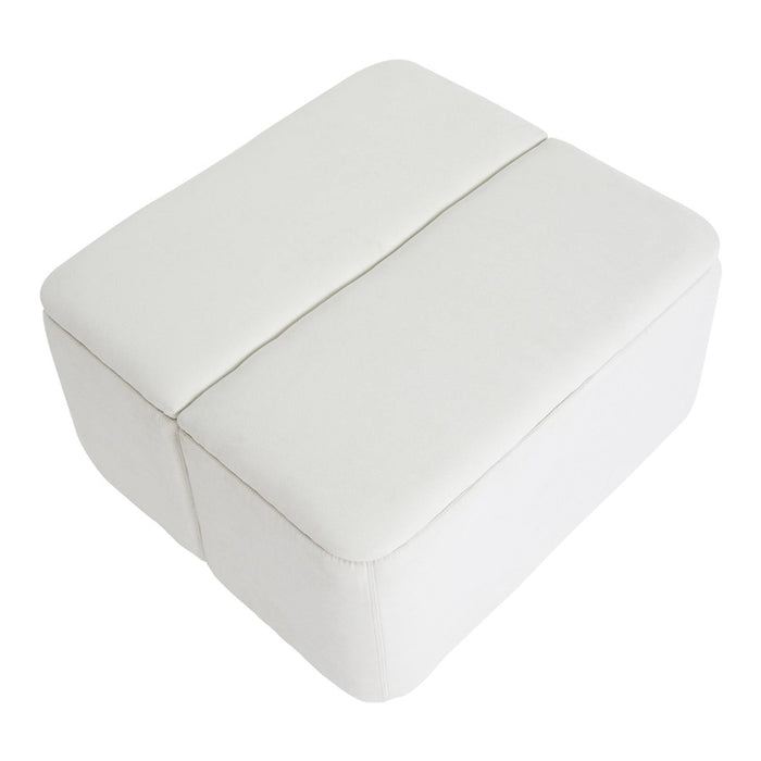 LumiSource Stout Ottoman in Cream Fabric