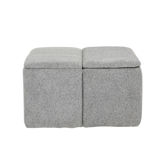 LumiSource Stout Ottoman in Grey Noise Fabric