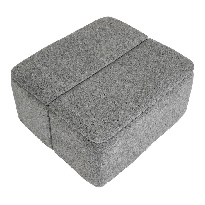 LumiSource Stout Ottoman in Grey Noise Fabric