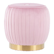 LumiSource Tania Ottoman in Gold Steel/Pink Velvet - OT-TANIAAUVPK