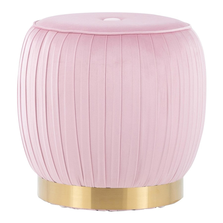 LumiSource Tania Ottoman in Gold Steel/Pink Velvet - OT-TANIAAUVPK