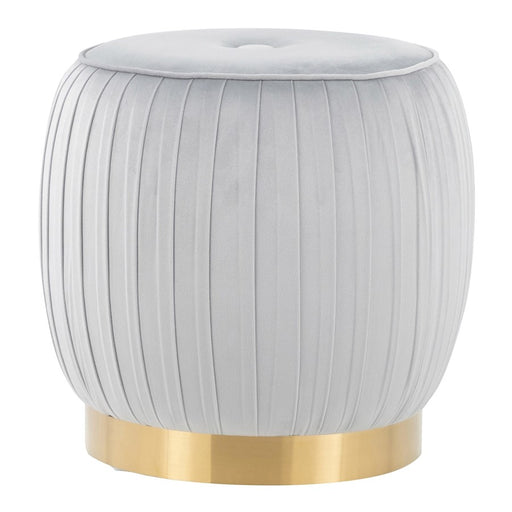LumiSource Tania Ottoman in Gold Steel/Silver Velvet - OT-TANIAAUVSV