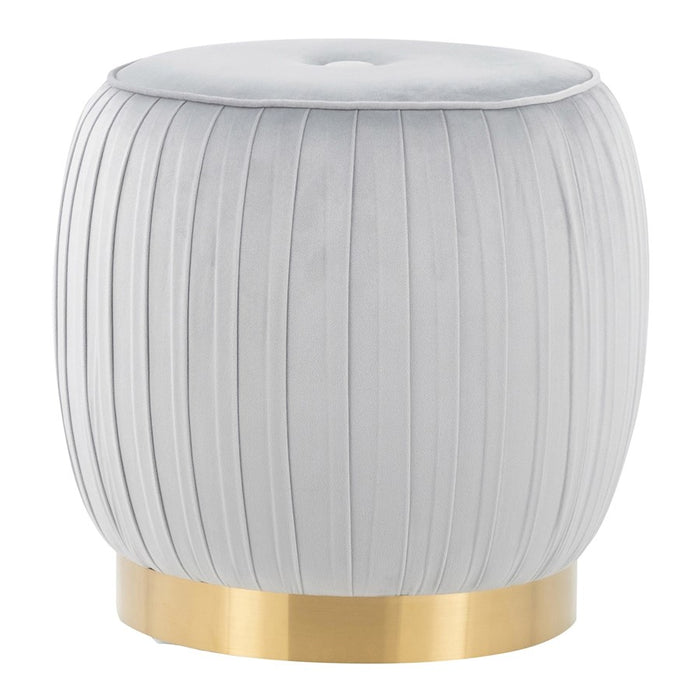 LumiSource Tania Ottoman in Gold Steel/Silver Velvet - OT-TANIAAUVSV