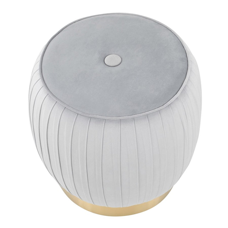 LumiSource Tania Ottoman in Gold Steel/Silver Velvet