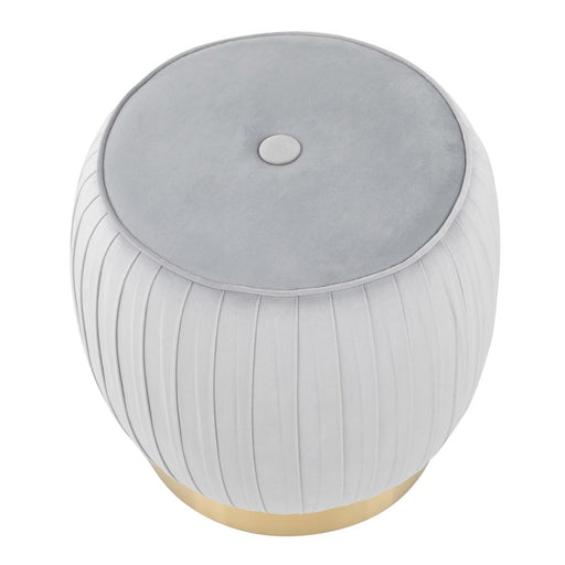 LumiSource Tania Ottoman in Gold Steel/Silver Velvet