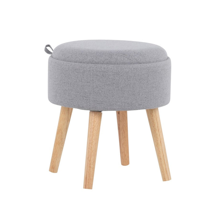 LumiSource Tray Stool in Natural Wood/Grey Fabric - OT-TRAYNAGY