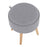 LumiSource Tray Stool in Natural Wood/Grey Fabric