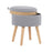 LumiSource Tray Stool in Natural Wood/Grey Fabric