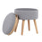 LumiSource Tray Stool in Natural Wood/Grey Fabric