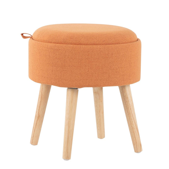 LumiSource Tray Stool in Natural Wood/Orange Fabric - OT-TRAYNAO