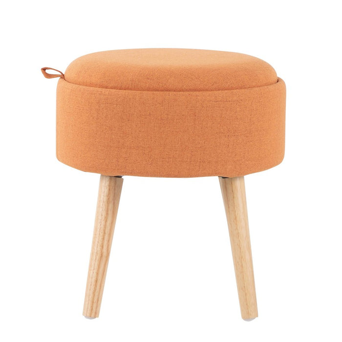 LumiSource Tray Stool in Natural Wood/Orange Fabric