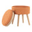 LumiSource Tray Stool in Natural Wood/Orange Fabric