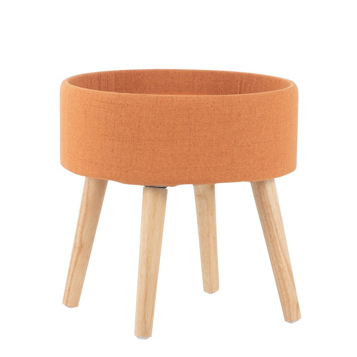 LumiSource Tray Stool in Natural Wood/Orange Fabric