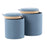 LumiSource Tray Nesting Ottoman Set, Blue Fabric/Natural Wood