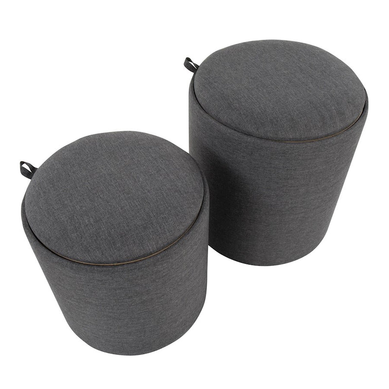 LumiSource Tray Nesting Ottoman Set, Charcoal/Natural Wood