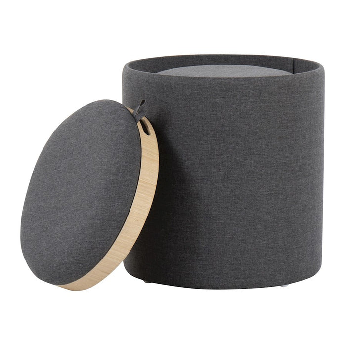 LumiSource Tray Nesting Ottoman Set, Charcoal/Natural Wood