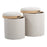 LumiSource Tray Nesting Ottoman Set, Cream Fabric/Natural Wood