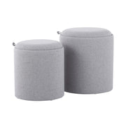LumiSource Tray Nesting Ottoman Set, Grey Fabric/Natural Wood - OT-TRAYNESTGYNA