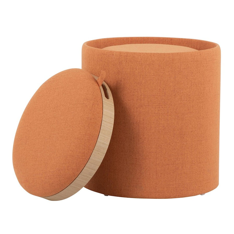 LumiSource Tray Nesting Ottoman Set, Orange Fabric/Natural Wood