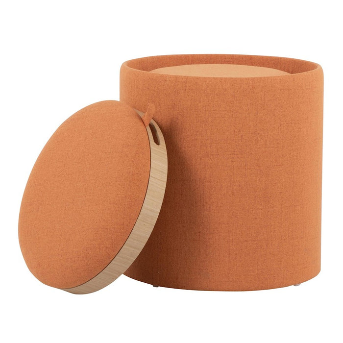 LumiSource Tray Nesting Ottoman Set, Orange Fabric/Natural Wood