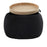 LumiSource Tray Pouf in Black Velvet/Natural Wood