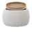 LumiSource Tray Pouf in Cream Velvet/Natural Wood