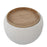 LumiSource Tray Pouf in Cream Velvet/Natural Wood