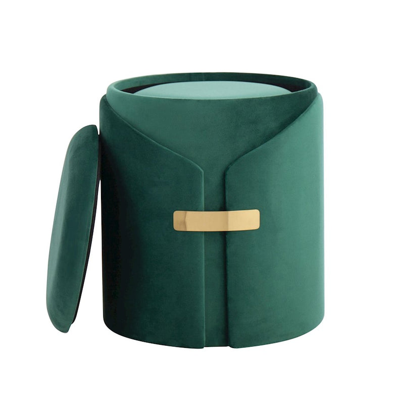 LumiSource Dahlia Ottoman Set, Gold Metal/Green Velvet