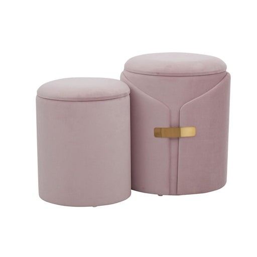 LumiSource Dahlia Ottoman Set, Gold Metal/Blush Pink Velvet - OT2-DAHLIAAUVPK