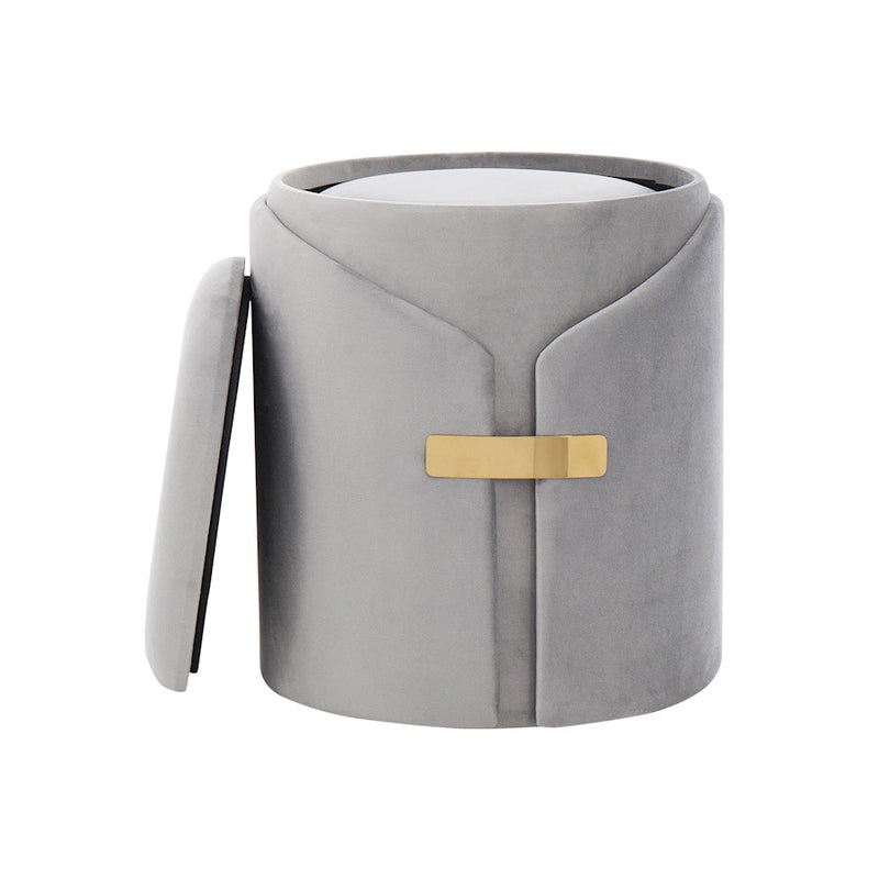 LumiSource Dahlia Ottoman Set | Gold Metal and Silver Velvet | Living Room & Bedroom Accent Seating | 14.5 x 14.5 x 17.5 in | Model OT2-DAHLIAAUVSV