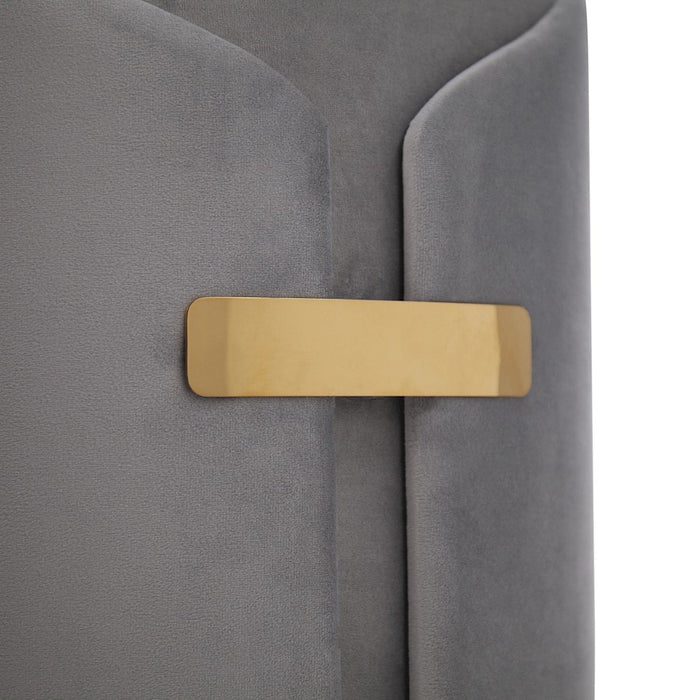 LumiSource Dahlia Ottoman Set, Gold Metal/Silver Velvet