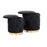 LumiSource Marche Nesting Ottoman Set, Gold Metal/Black Velvet