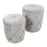 LumiSource Marche Nesting Ottoman Set, Gold/Silver Velvet