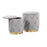LumiSource Marche Nesting Ottoman Set, Gold/Silver Velvet