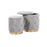 LumiSource Marche Nesting Ottoman Set, Gold/Silver Velvet