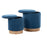 LumiSource Marla Nesting Ottoman Set, Natural Wood/Blue Fabric