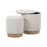 LumiSource Marla Nesting 7" Ottoman Set, Natural Wood/Cream