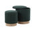 LumiSource Marla Nesting Ottoman Set, Natural Wood/Green Fabric