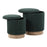 LumiSource Marla Nesting Ottoman Set, Natural Wood/Green Fabric