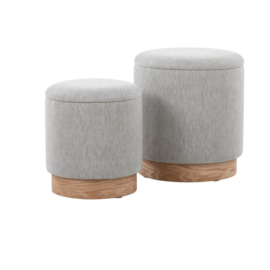LumiSource Marla Nesting 7" Ottoman Set, Natural Wood/Grey - OT2-MARLANALGY