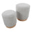 LumiSource Marla Nesting 7" Ottoman Set, Natural Wood/Grey
