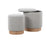 LumiSource Marla Nesting 7" Ottoman Set, Natural Wood/Grey