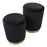 LumiSource Marla Quilted Ottoman Set, Gold/Black Velvet
