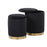 LumiSource Marla Quilted Ottoman Set, Gold/Black Velvet