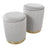 LumiSource Marla Quilted Ottoman Set, Gold/Silver Velvet
