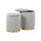 LumiSource Marla Quilted Ottoman Set, Gold/Silver Velvet