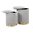 LumiSource Marla Quilted Ottoman Set, Gold/Silver Velvet
