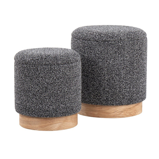 LumiSource Marla Nesting Ottoman Set, Natural Wood/Black - OT2-MARLATERRYNABK