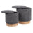 LumiSource Marla Nesting Ottoman Set, Natural Wood/Black